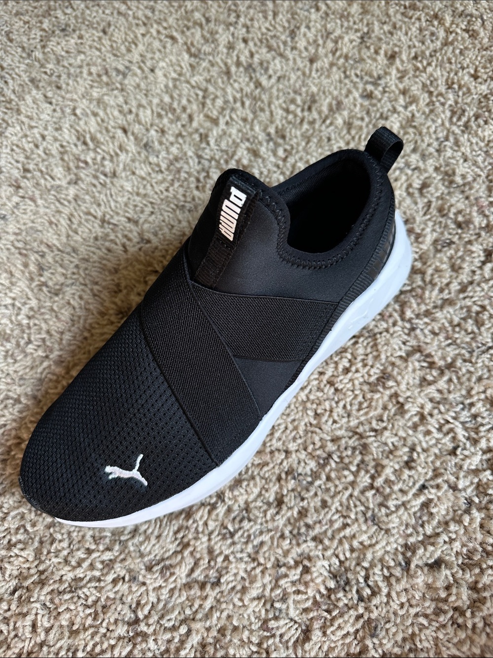 Puma Black Slip-On Women's Athletic Sneakers with White Sole - Picture 2 of 8